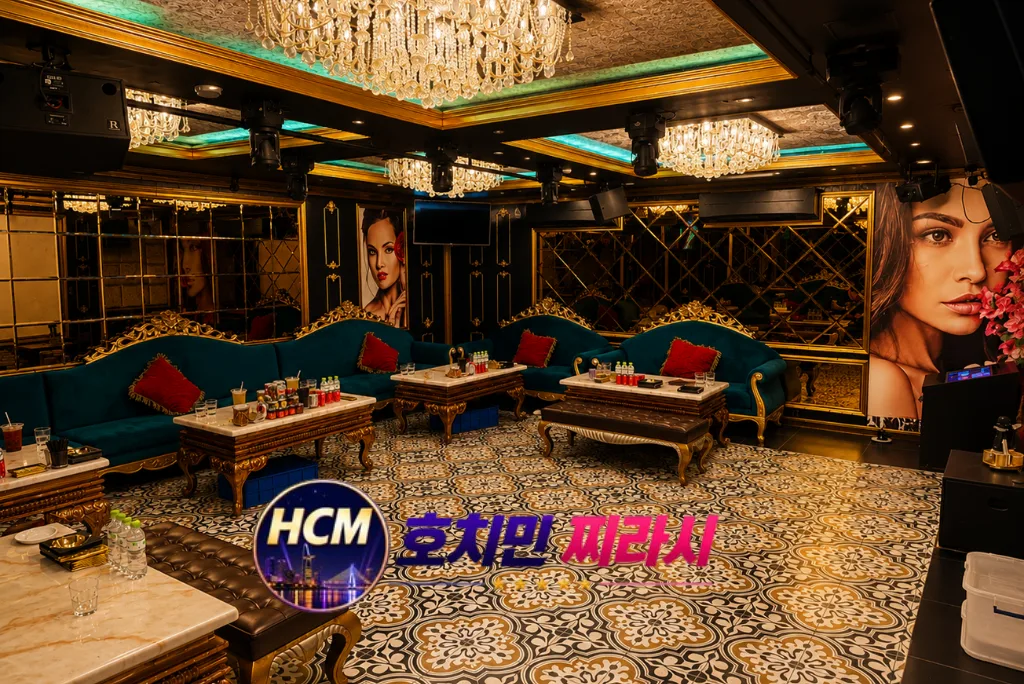 호치민 라로얄 가라오케 대형 룸 모습입니다.